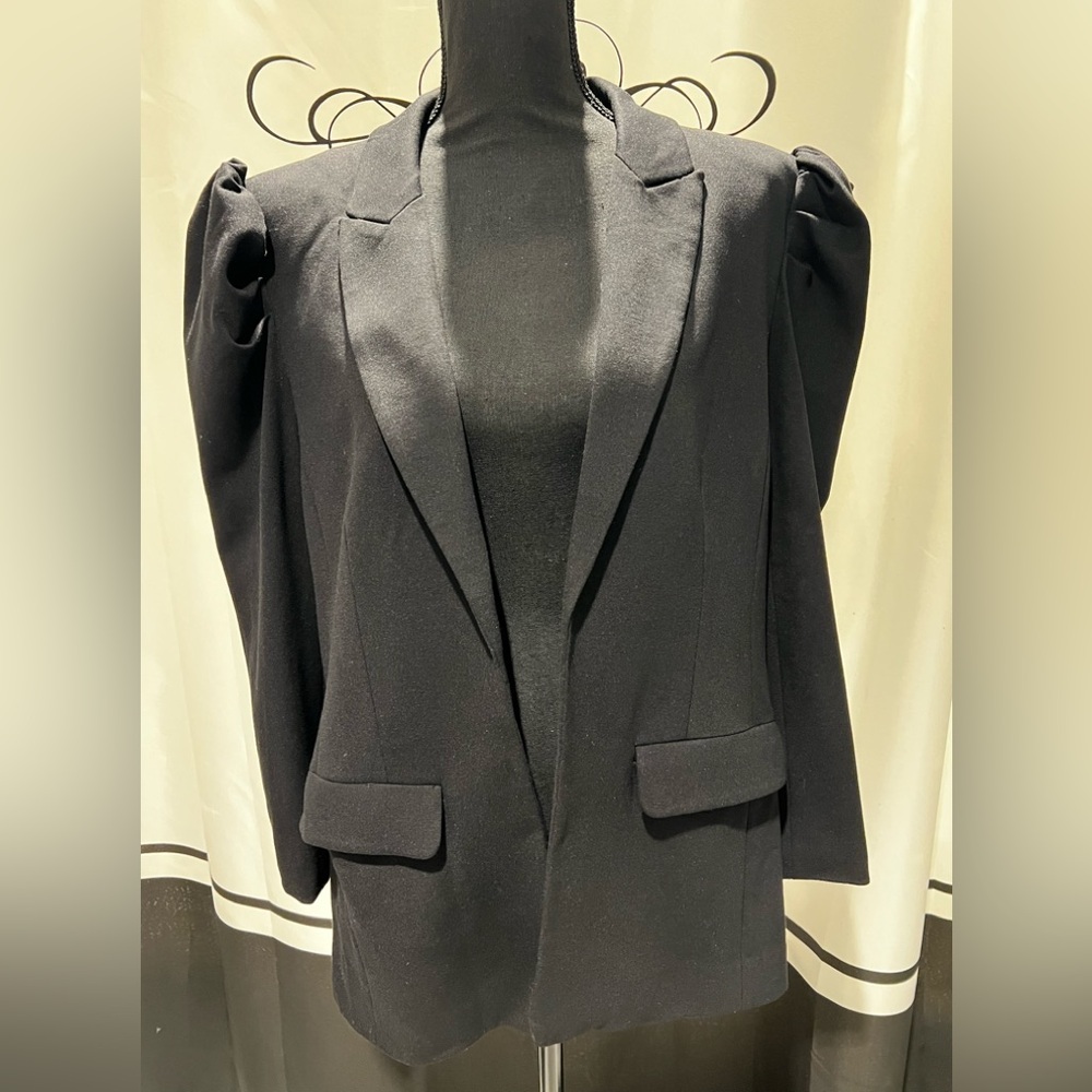 CeCe Poof Sleeve Black Blazer Size Xl Womens